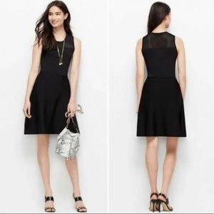 Ann Taylor Dress Mesh Tank A Line Black Medium Wedding Jewel Suit Cardigan